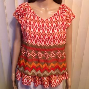 Geometric Ruffled Layered Top